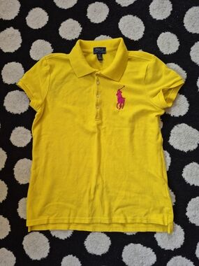 Polo by Ralph Lauren Girls' Yellow Polo Shirt with Pink Logo